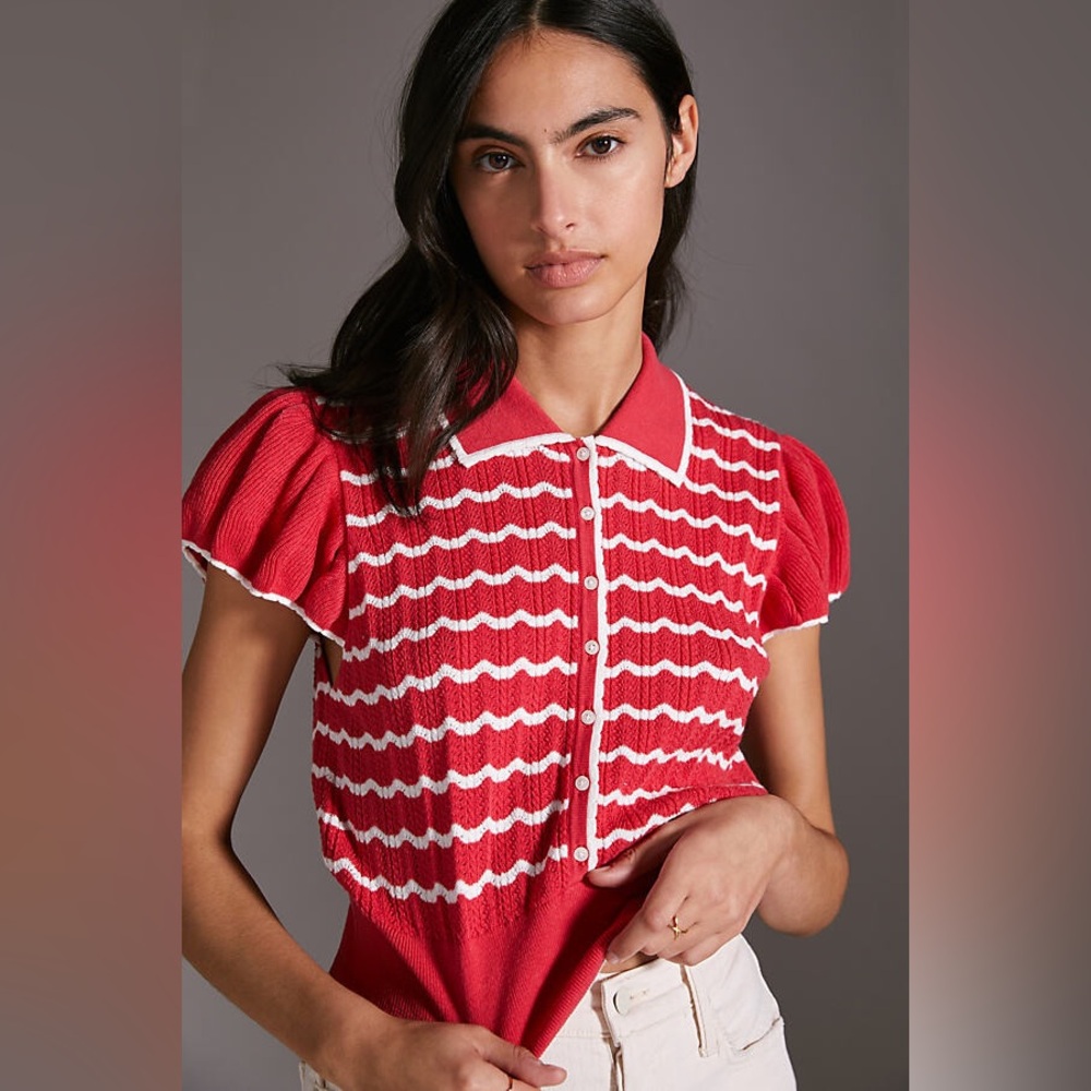 Maeve Brighton Flutter Polo Top